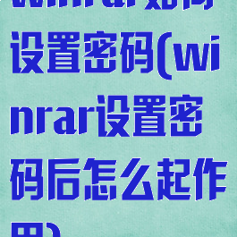 winrar如何设置密码(winrar设置密码后怎么起作用)