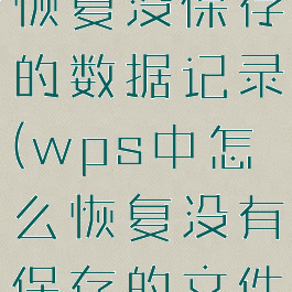 wps怎么恢复没保存的数据记录(wps中怎么恢复没有保存的文件)