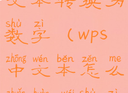 wps怎么把文本转换为数字(wps中文本怎么转换为数字)