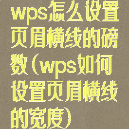 wps怎么设置页眉横线的磅数(wps如何设置页眉横线的宽度)