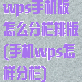 wps手机版怎么分栏排版(手机wps怎样分栏)