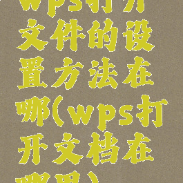 wps打开文件的设置方法在哪(wps打开文档在哪里)