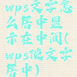 wps文字怎么居中显示在中间(wps使文字居中)