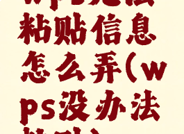 wps无法粘贴信息怎么弄(wps没办法粘贴)