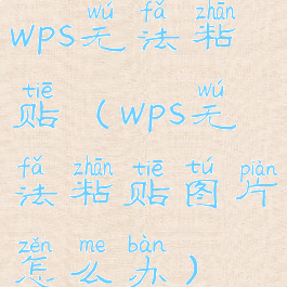 wps无法粘贴(wps无法粘贴图片怎么办)