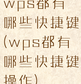 wps都有哪些快捷键(wps都有哪些快捷键操作)