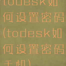 todesk如何设置密码(todesk如何设置密码手机)