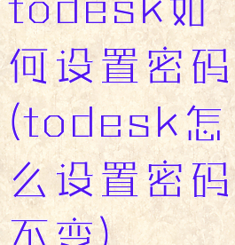 todesk如何设置密码(todesk怎么设置密码不变)