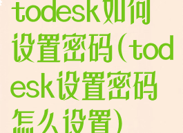 todesk如何设置密码(todesk设置密码怎么设置)