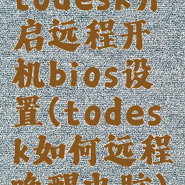 todesk开启远程开机bios设置(todesk如何远程唤醒电脑)