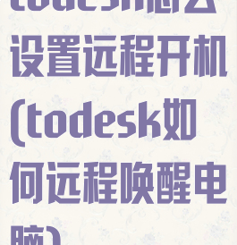 todesk怎么设置远程开机(todesk如何远程唤醒电脑)