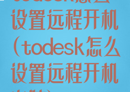 todesk怎么设置远程开机(todesk怎么设置远程开机电脑)