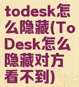 todesk怎么隐藏(ToDesk怎么隐藏对方看不到)