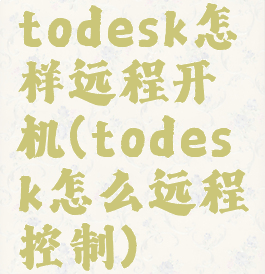 todesk怎样远程开机(todesk怎么远程控制)