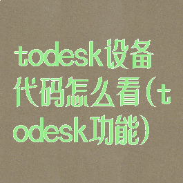 todesk设备代码怎么看(todesk功能)