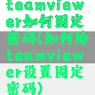 teamviewer如何固定密码(如何给teamviewer设置固定密码)