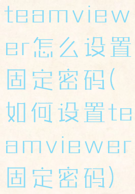 teamviewer怎么设置固定密码(如何设置teamviewer固定密码)