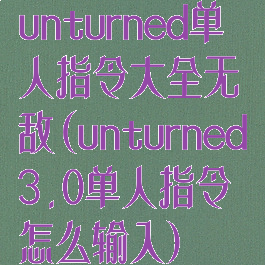 unturned单人指令大全无敌(unturned3.0单人指令怎么输入)