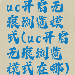 uc开启无痕浏览模式(uc开启无痕浏览模式在哪)