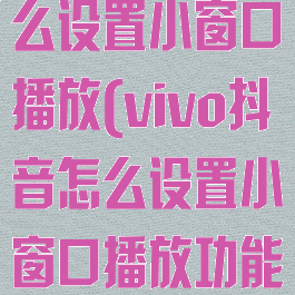 vivo抖音怎么设置小窗口播放(vivo抖音怎么设置小窗口播放功能)