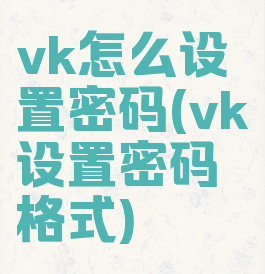 vk怎么设置密码(vk设置密码格式)