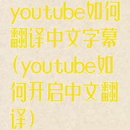 youtube如何翻译中文字幕(youtube如何开启中文翻译)