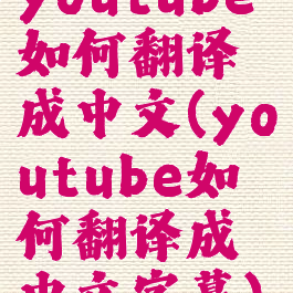 youtube如何翻译成中文(youtube如何翻译成中文字幕)