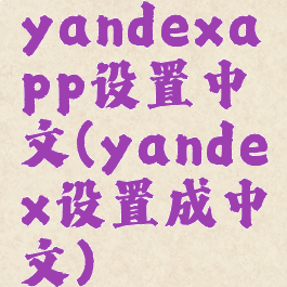 yandexapp设置中文(yandex设置成中文)