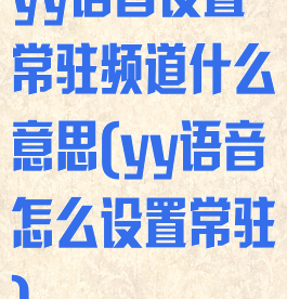 yy语音设置常驻频道什么意思(yy语音怎么设置常驻)